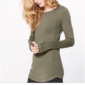 LULULEMON ATHLETICA SUNSHINE COAST CASHMERE BLEND SWEATER olive green S XS 4 6